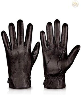 Genuine Sheepskin Leather Gloves Cashmere Lined Touchscreen Texting